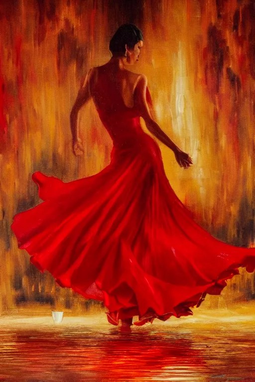 detailed oil painting of spanish flamenco dancer Stable Diffusion