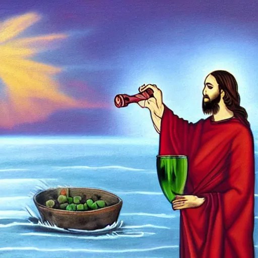 painting of jesus turning water into wine Stable Diffusion OpenArt