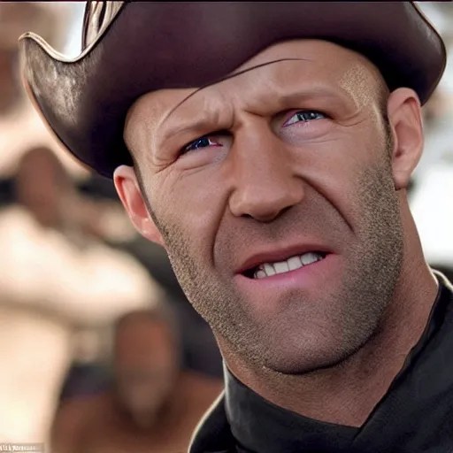 jason statham in a pirate hat with an eye patch Stable Diffusion