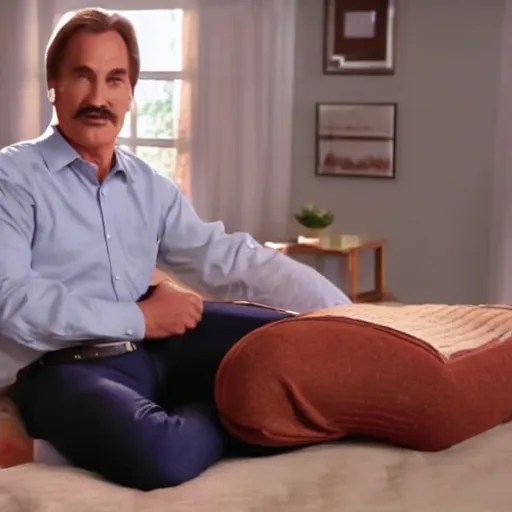 mike lindell holding a body pillow. still from tv Stable Diffusion