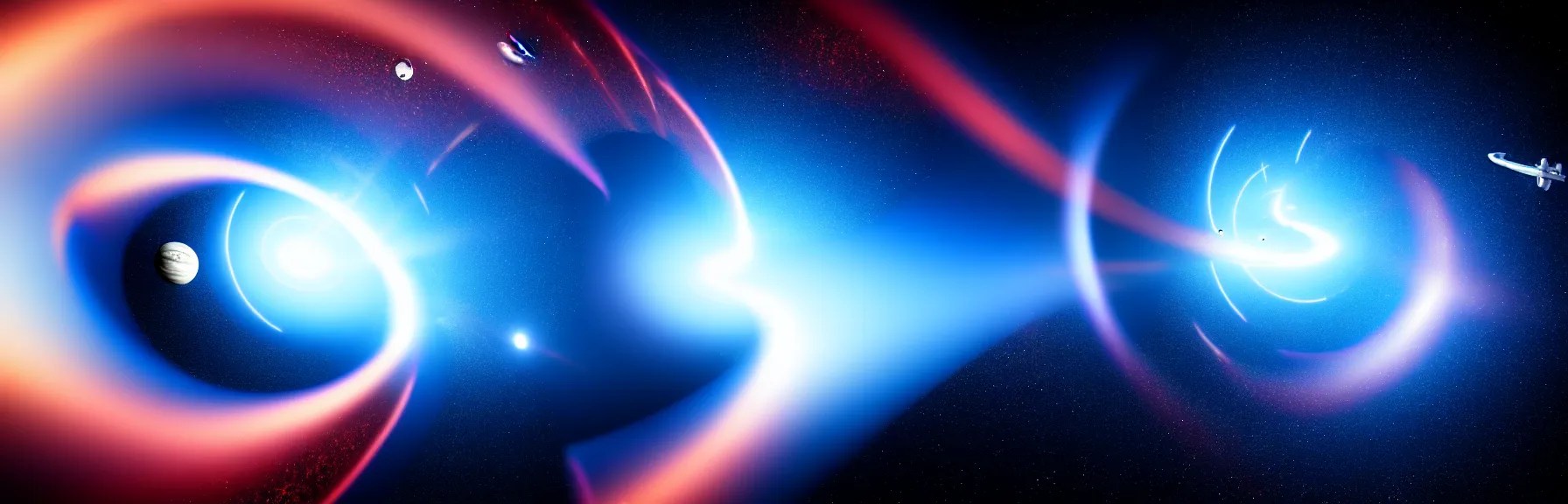 space travel through a wormhole, time slowing down, Stable Diffusion