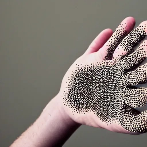 a hand with thousands of holes in it Stable Diffusion