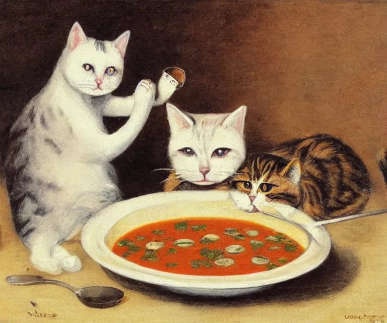 cats eating soup by cassius marcellus coolidge Stable Diffusion OpenArt