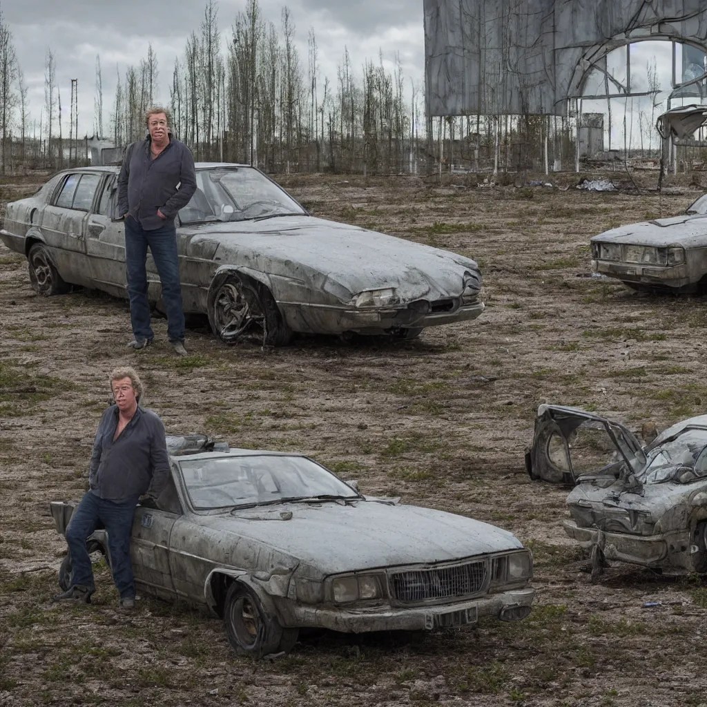 top gear, jeremy clarkson, drifting in chernobyl zone, Stable Diffusion