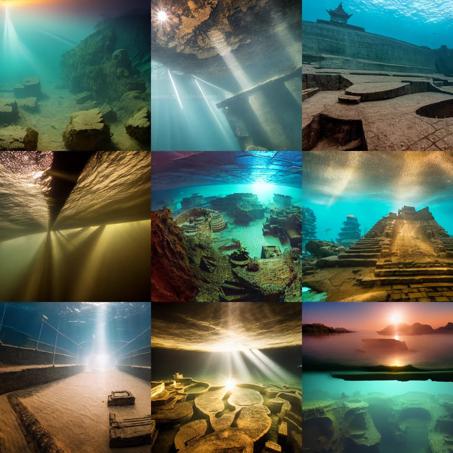 A photo of an ancient underwater Chinese city at the Stable Diffusion