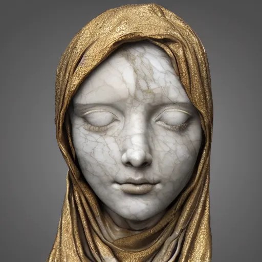 a masterpiece marble sculpture of the veiled virgin, Stable Diffusion