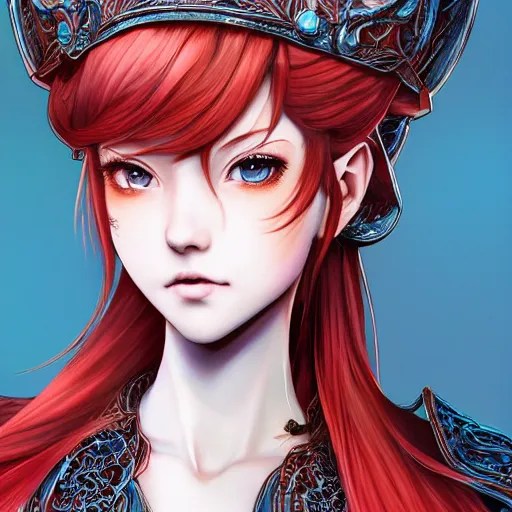 a red haired female knight as an absurdly beautiful, Stable Diffusion