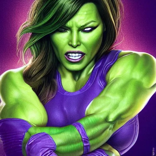 jessica biel as green skinned hulk, gamora, she Stable Diffusion