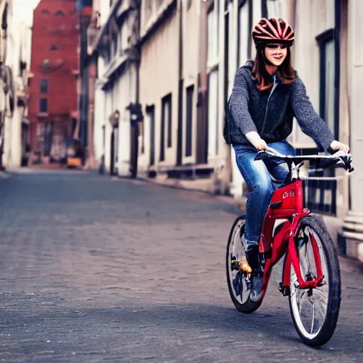 An attractive woman riding a bicycle without a seat, Stable Diffusion