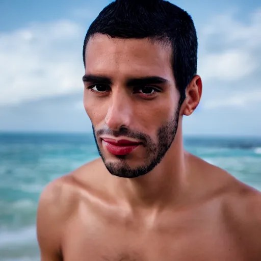 portrait of a beautiful Puerto Rican male model By Stable Diffusion