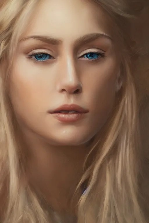 A striking hyper real painting of Jennifer Lawrence by Stable
