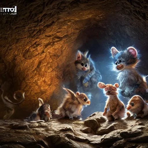 several species of small furry animals gathered Stable Diffusion