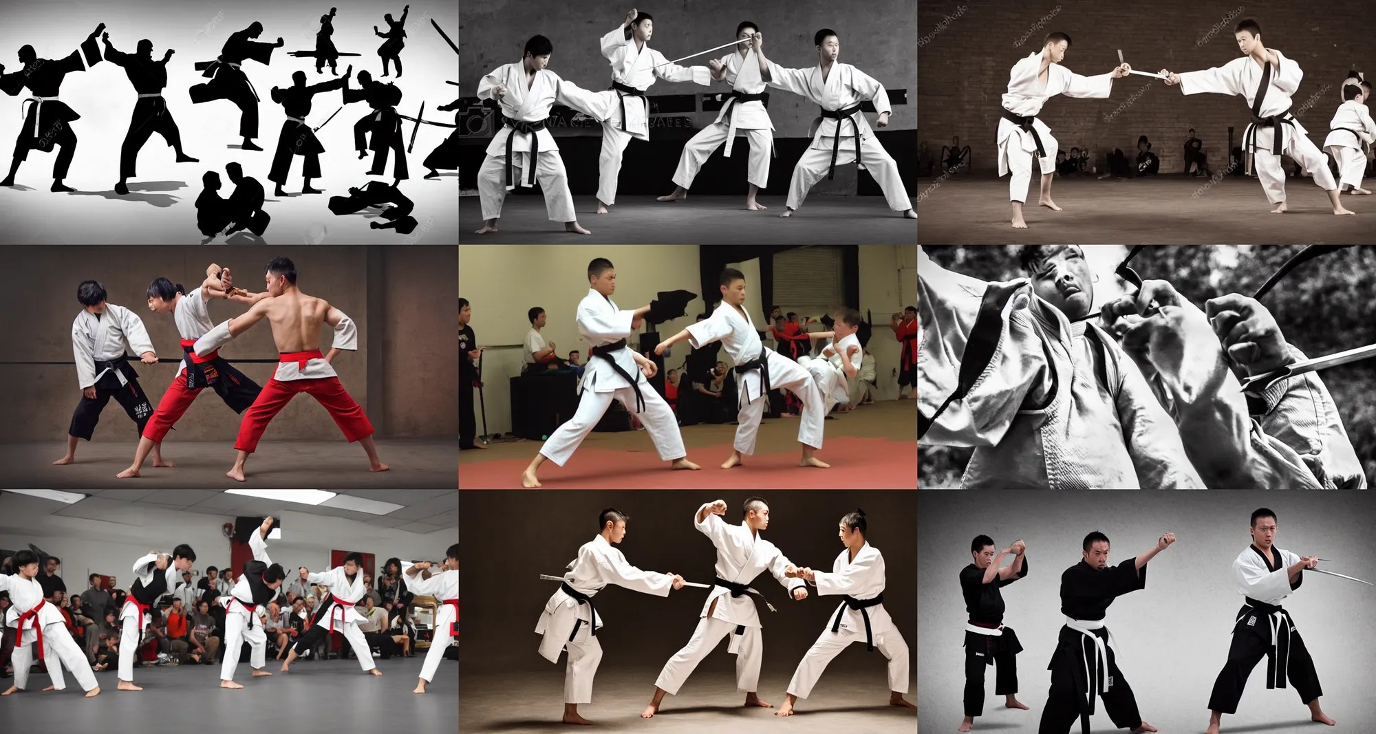 martial arts tournament, sword fighting, dynamic pose, Stable Diffusion