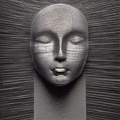 sculpture of a head made from stainless steel staples, Stable Diffusion