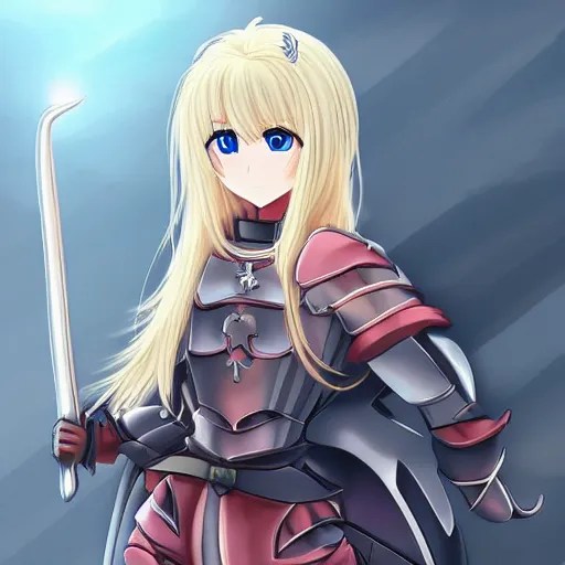 a beautiful blond knight girl anime character Stable Diffusion OpenArt