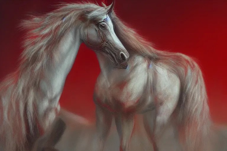 a white cyberpunk horses with human heads, in the Stable Diffusion