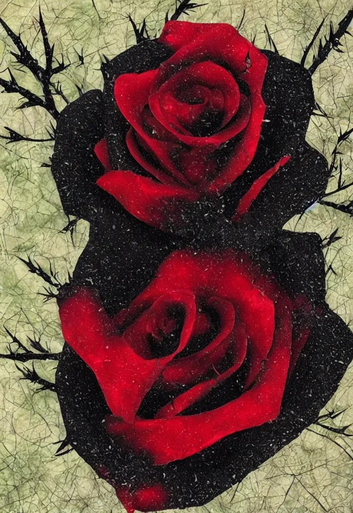 a beautiful black rose with blood stained thorns Stable Diffusion