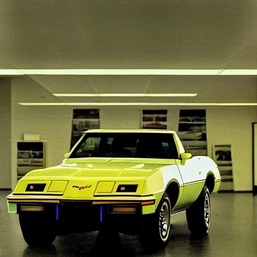 1979 Blazer Corvette, inside of an auto dealership, Stable Diffusion