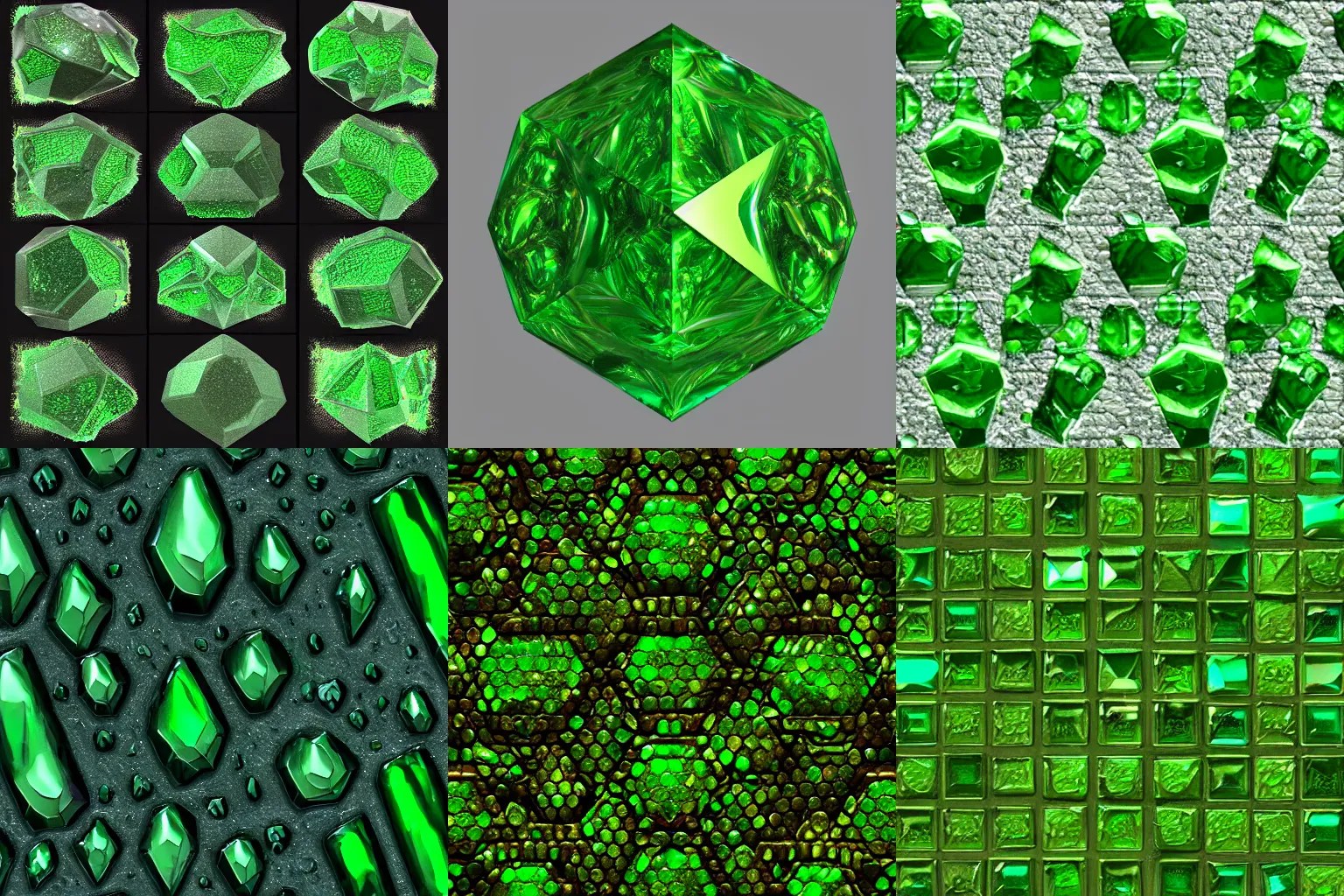 green crystals, shiny, 2d texture, seamless texture, Stable Diffusion