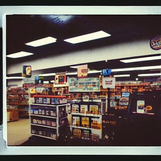 “Fred Meyer electronics department in 1990. Polaroid” Stable Diffusion