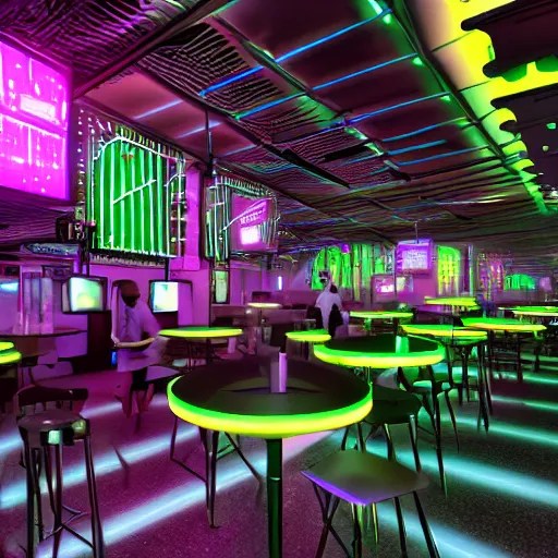 the nightcafe ai art cyber cafe, neon futuristic Stable Diffusion
