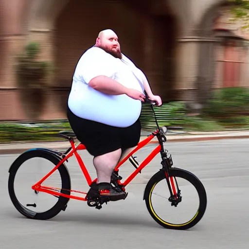 a very fat man riding a tiny bicycle 8k real Stable Diffusion