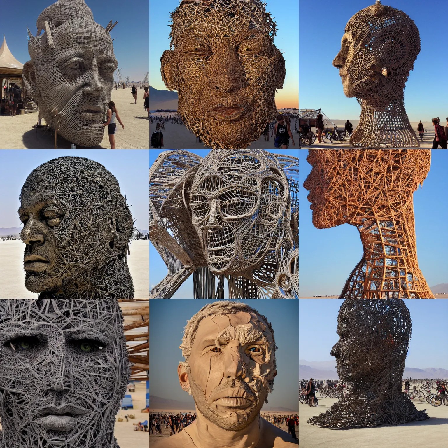giant sculpture of boris johnon's head at burning man, Stable