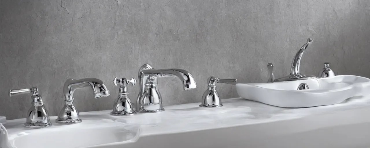 English bathroom sink with multiple faucets Stable Diffusion OpenArt