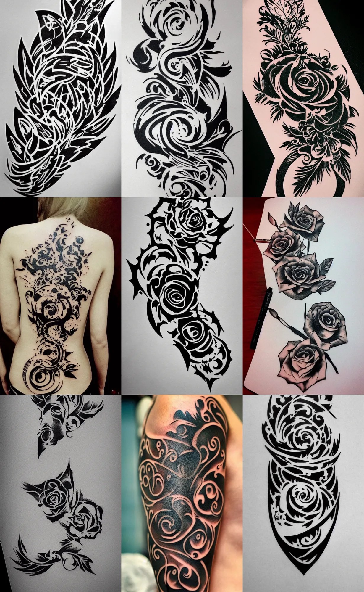 Tattoo completely new Concept stencil design!!!! Stable Diffusion