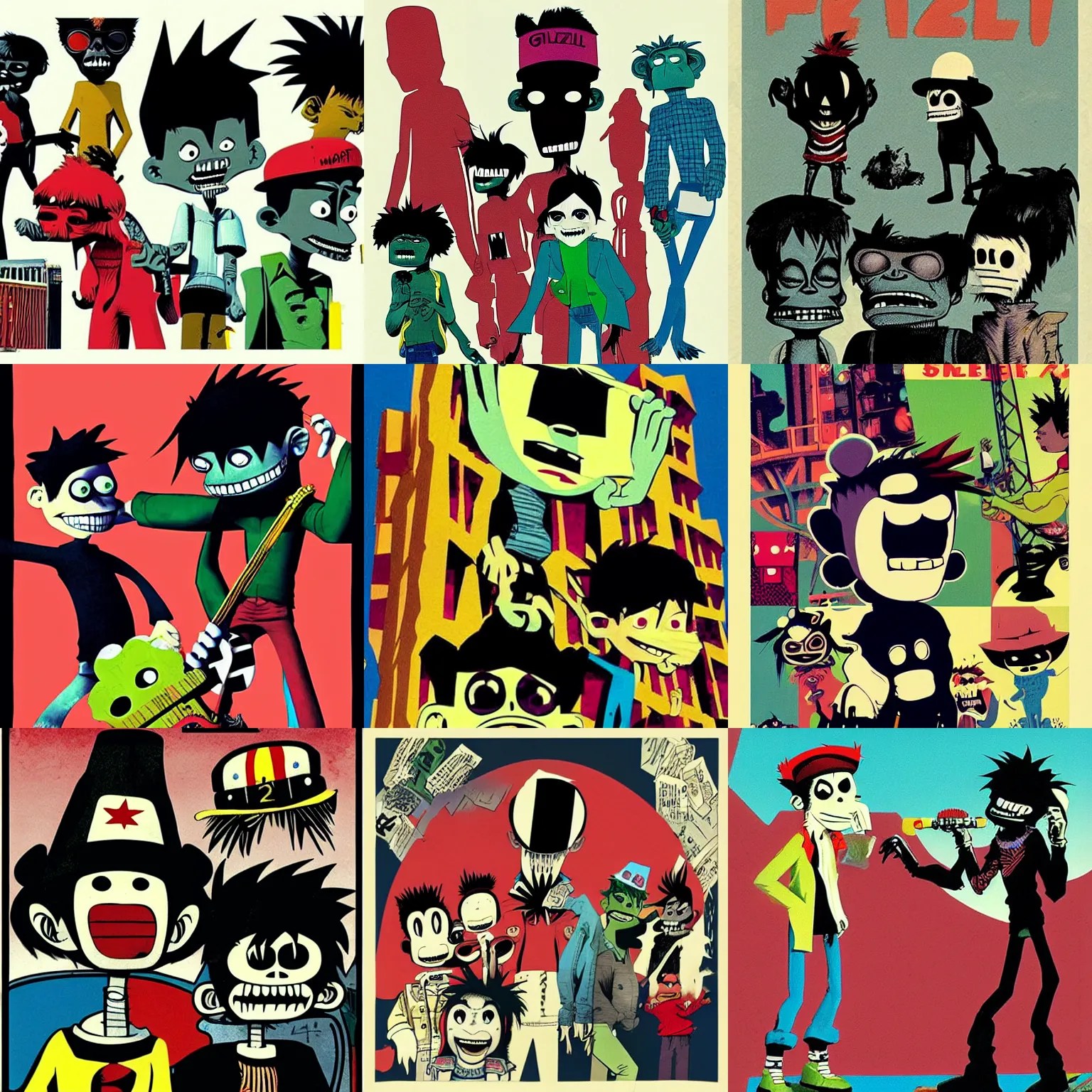 gorillaz by Jamie Hewlett, official Gorillaz art Stable Diffusion