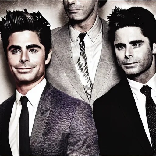 portrait of zac efron and john stamos and rob lowe as Stable Diffusion