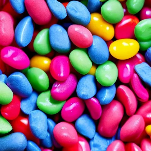 macro image of a bowl full of powdered jelly beans, Stable Diffusion
