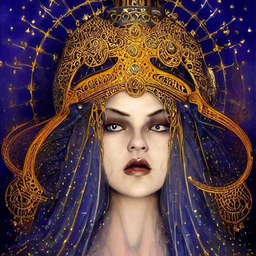 painting of plus size junoesque priestess of the moon, Stable