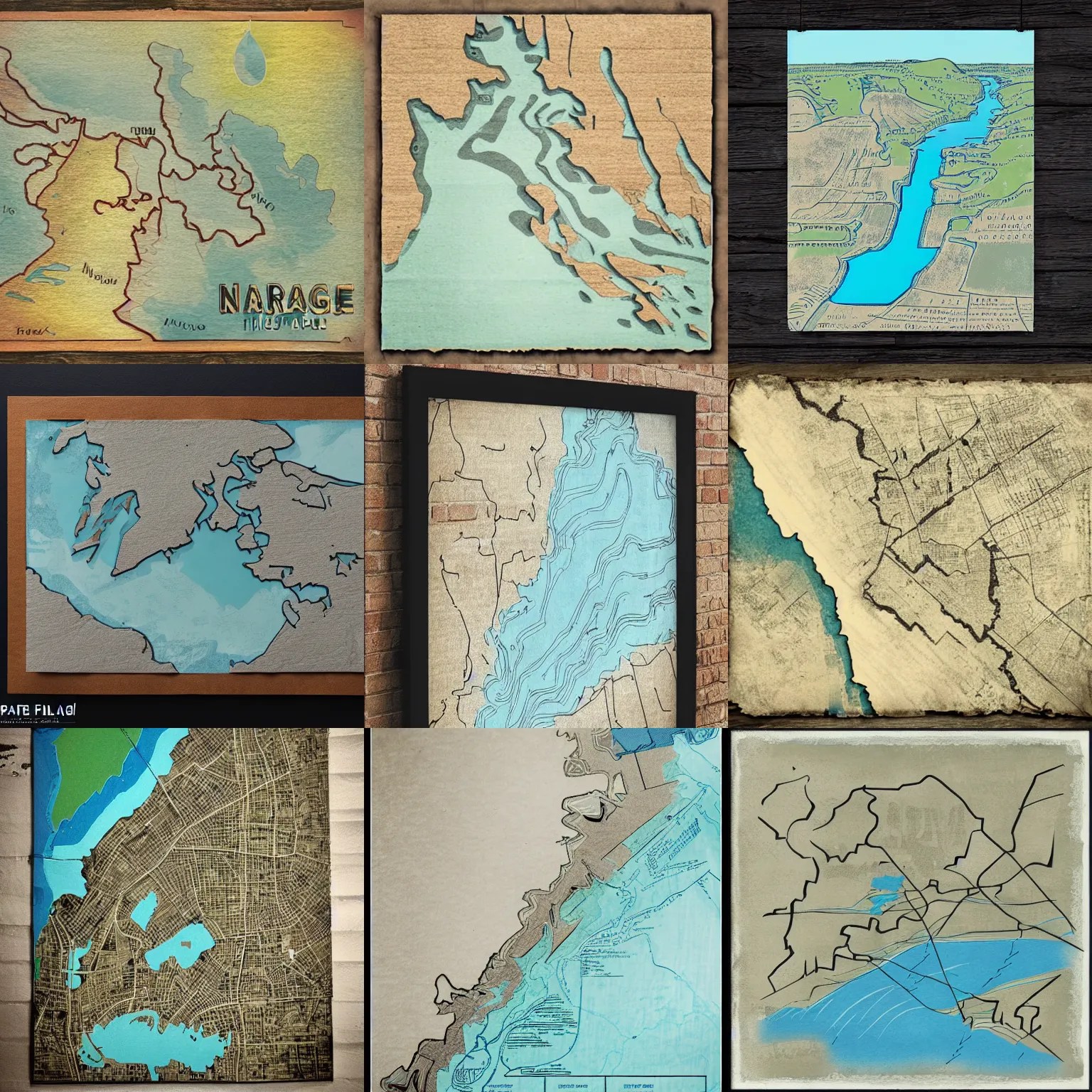 niagara falls in the style of video game map, matte, Stable Diffusion