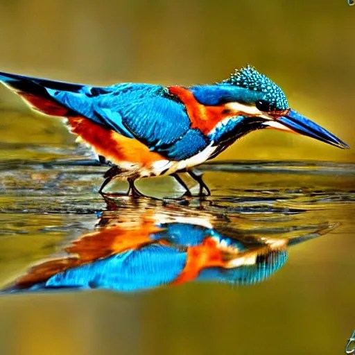 Colorful kingfisher in a beautiful landscape. Stable Diffusion
