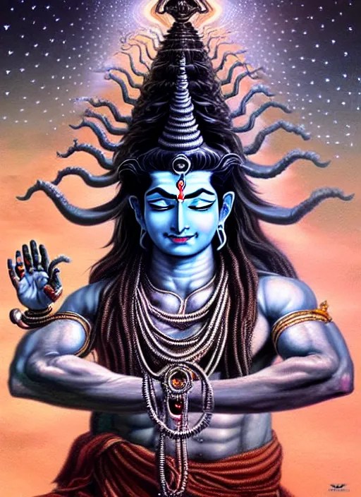 god shiva the destroyer, 4 arms!!! an ultrafine Stable Diffusion