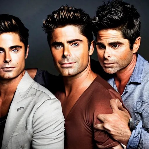 portrait of zac efron and john stamos and rob lowe, Stable Diffusion