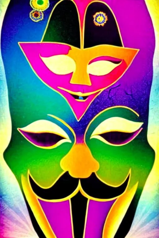 guy fawkes mask, lisa frank + salvador dali, Stable Diffusion OpenArt