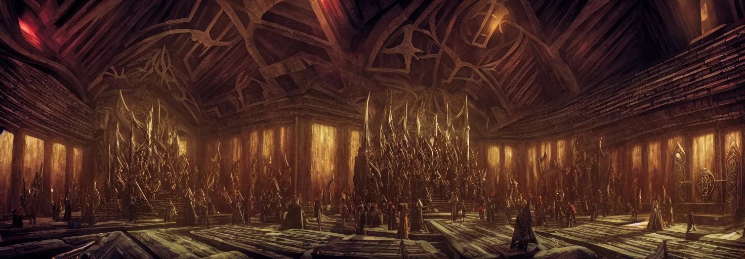 the great hall of valhalla, hall of the slain in asgard Stable Diffusion