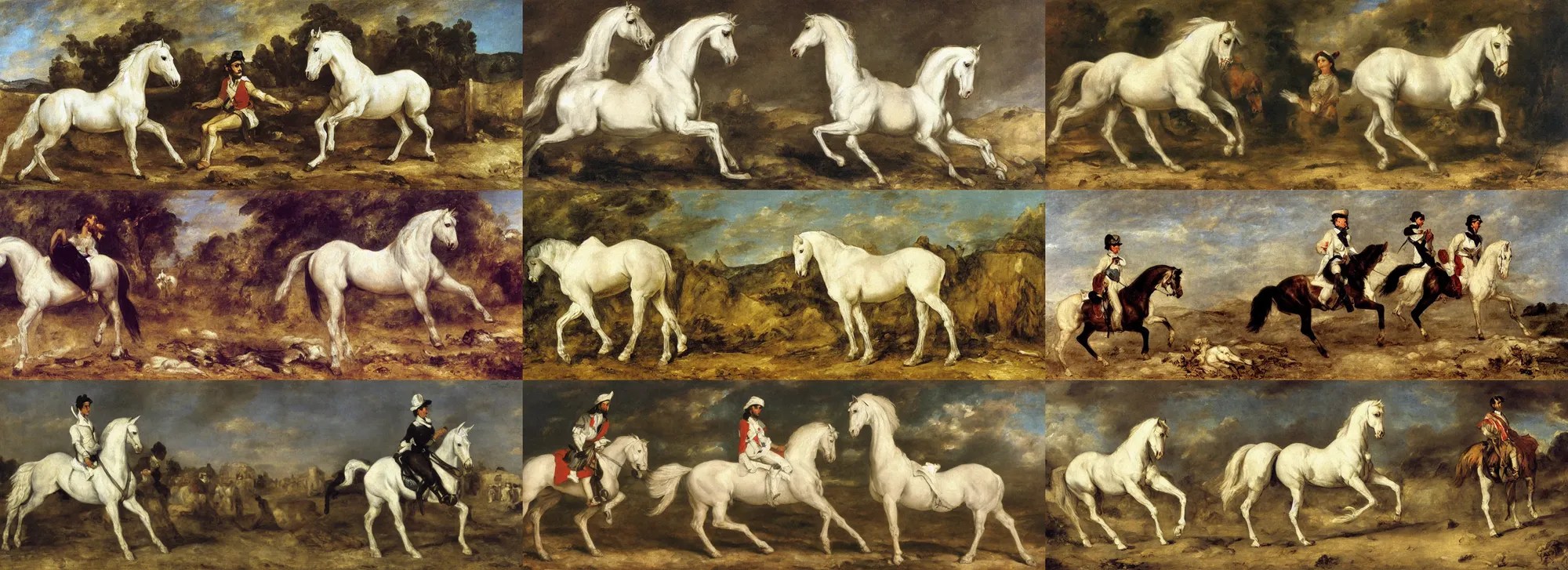 white arabian horse in eugene delacroix oil painting Stable Diffusion
