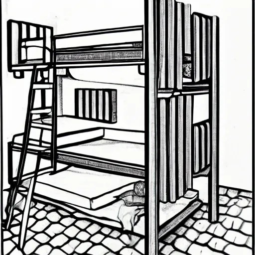 “Ikea bunk bed assembly instructions drawn by mc Stable Diffusion