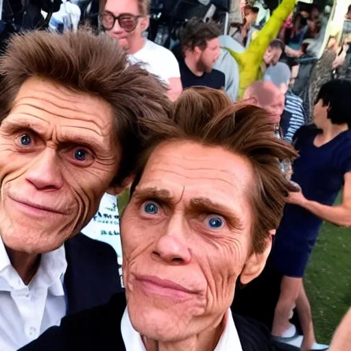 Willem Dafoe and Jerma taking a selfie together Stable Diffusion