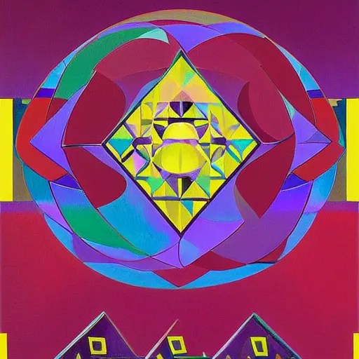 A beautiful painting of a Earthbound 2 of geometric Stable Diffusion