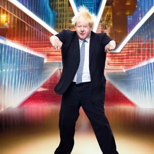 boris johnson dancing on americas got talent, 4 k Stable Diffusion