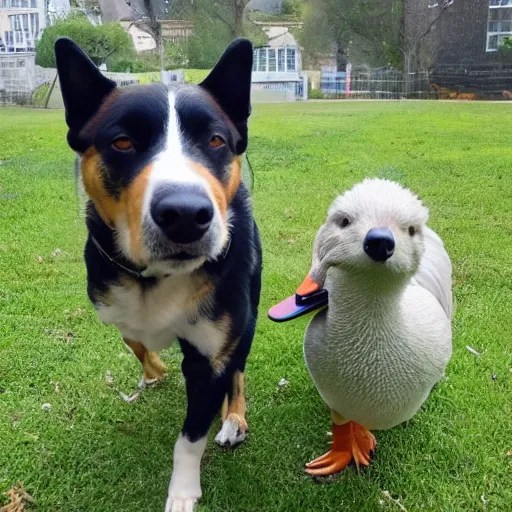 my dog took my duck for a walk. Stable Diffusion