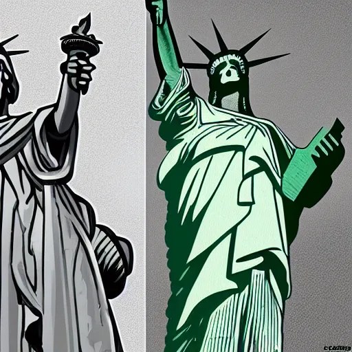 statue of liberty vs christ the redeemer epic battle Stable Diffusion
