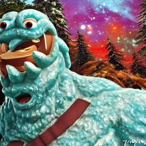 ice monster in the bunring forest high detailed Stable Diffusion