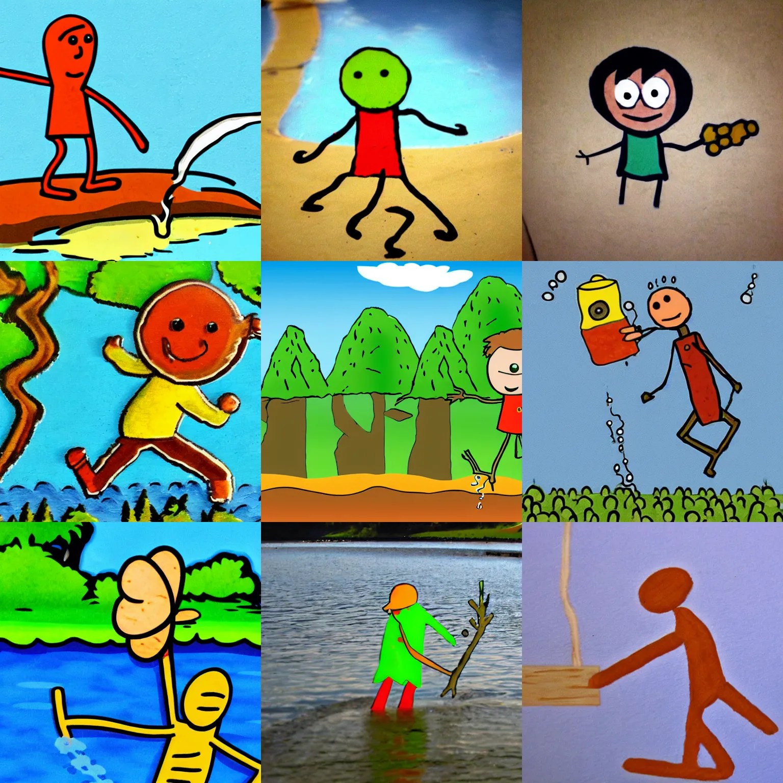 stick man slipping on water Stable Diffusion OpenArt