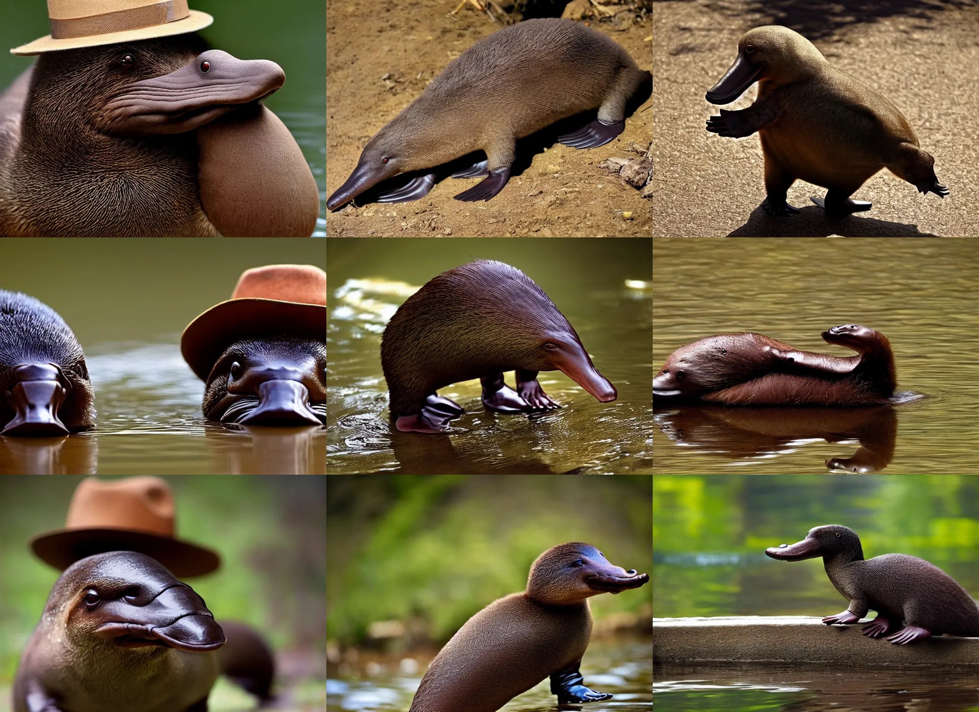 a real platypus wearing a brown fedora, national Stable Diffusion