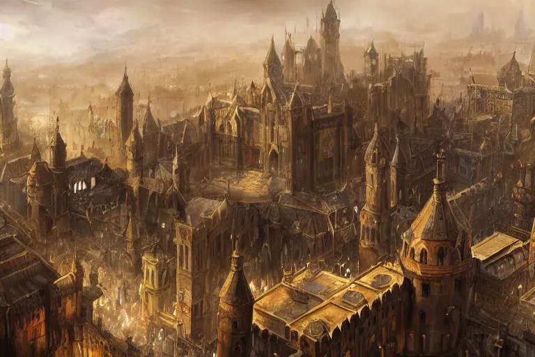 A giant medieval city with big walls, fantasy, Stable Diffusion